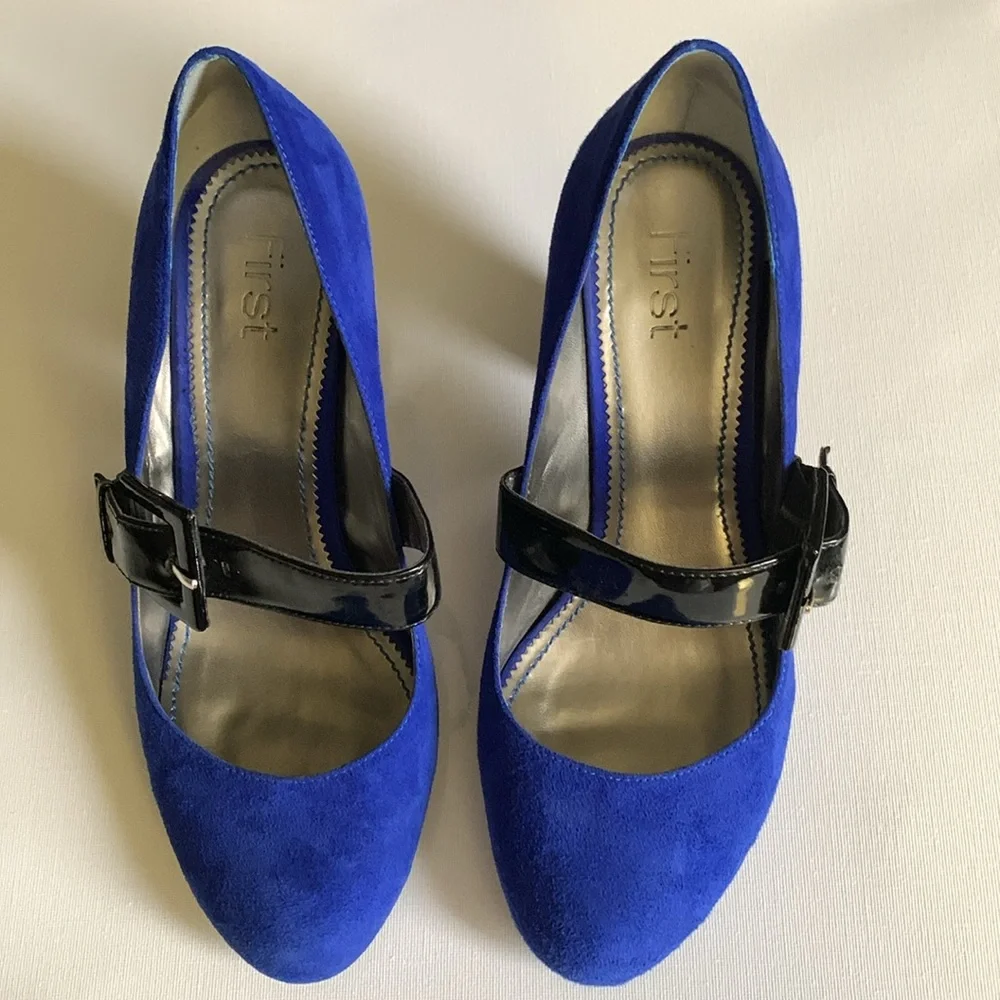 Mary Jane heels in Colbalt blue “ First” heels - Picture 2 of 9